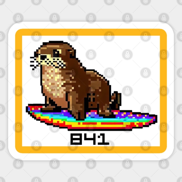 841 8-BIT Surfing Otter Sant Cruz Sticker by REDWOOD9